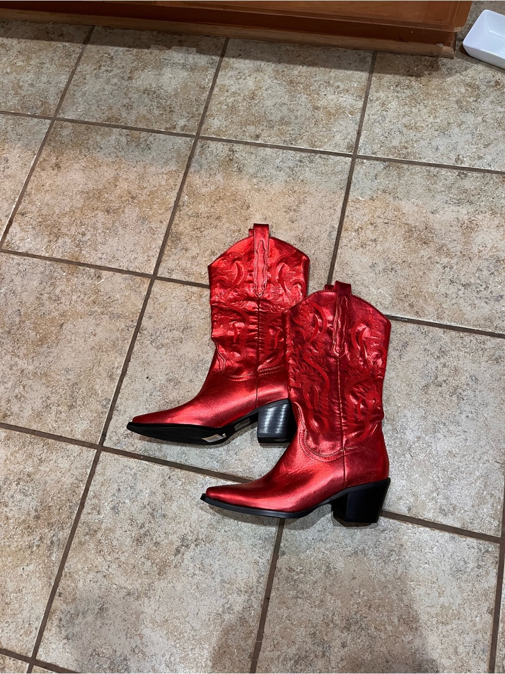Billini Danilo Red Metallic Western Boots Size 7 Gorgeous!